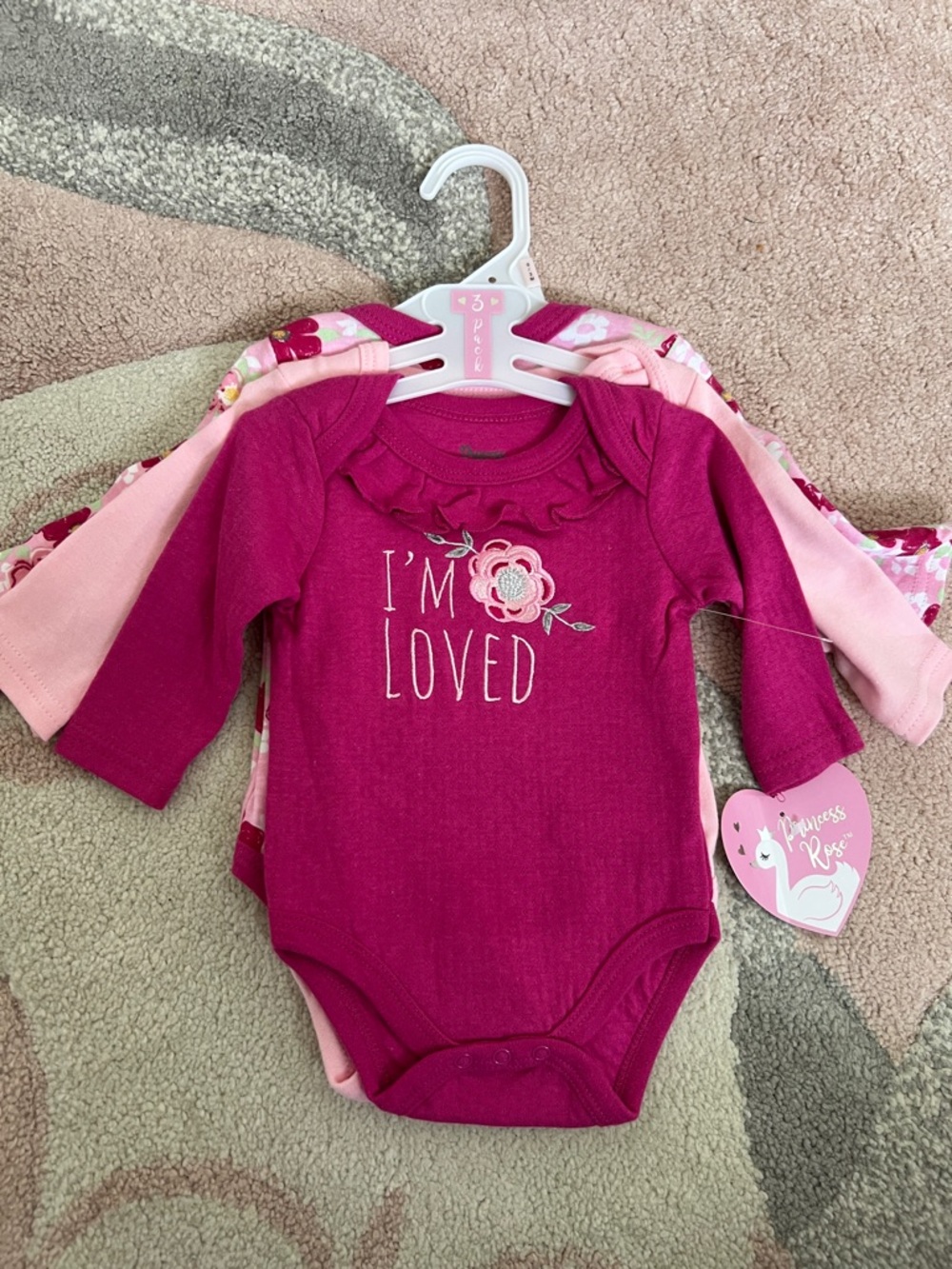 Baby Girls' Fuchsia 'I'm Loved' Long-Sleeve One-Piece